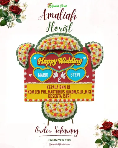 Karangan Papan Bunga Pernikahan di Pendoworejo